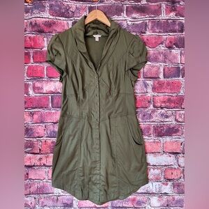Ted Baker Olive Green Hooded Button-Down Utility Dress
